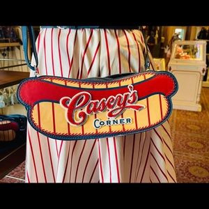 Disney Parks Casey’s Corner Hot Dog Crossbody Purse Baseball Dress Shop NWT